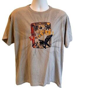 Miami Exotic Paradise Graphic Tee Shirt Gray Large